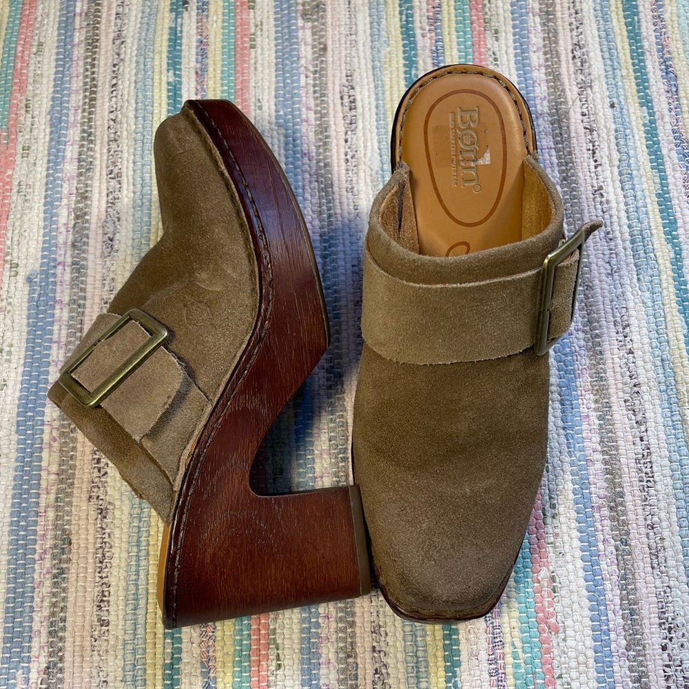 Born heeled clog mule suede size 8